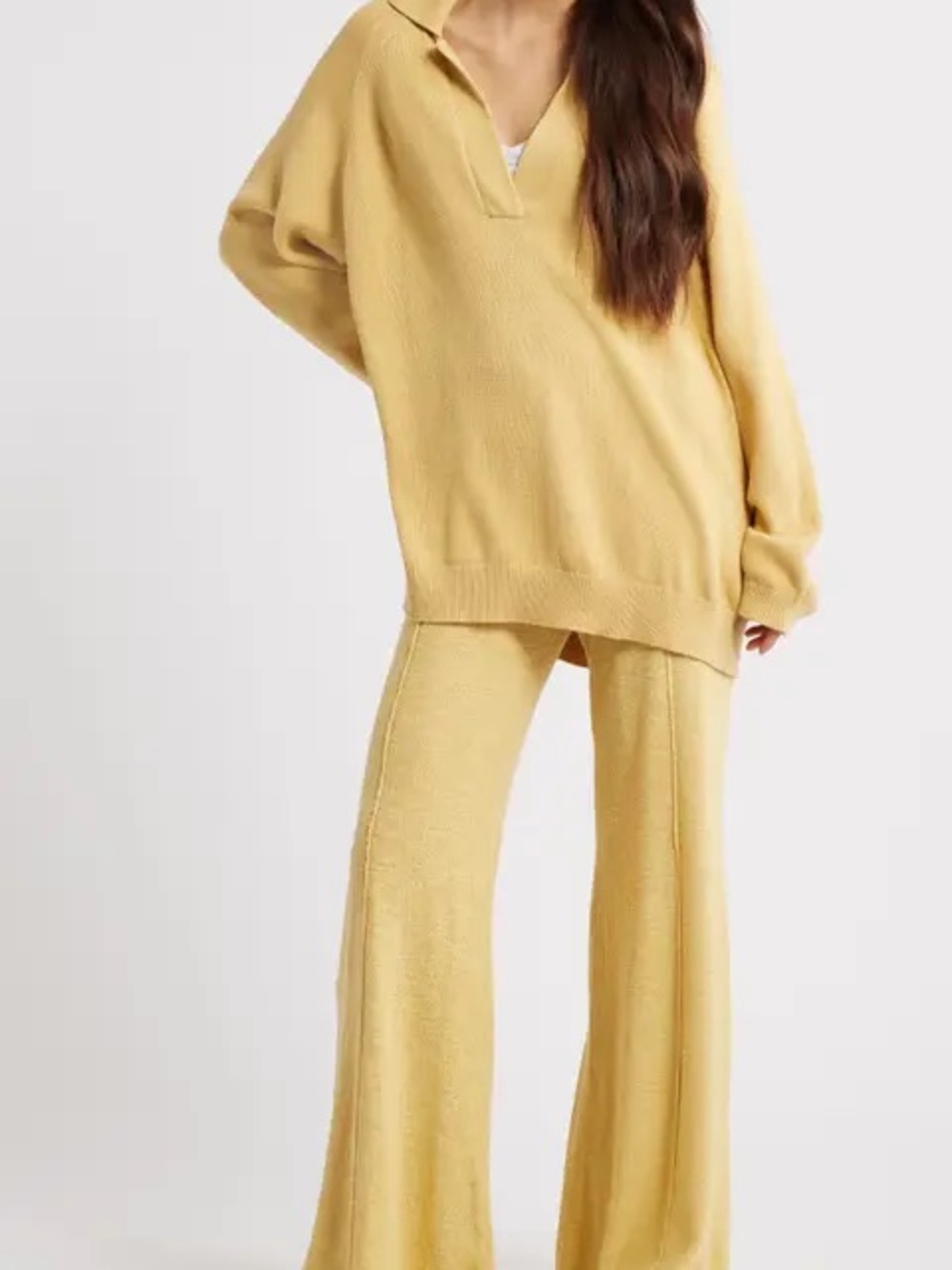 Free People Mustard Yellow Knit Pullover and pants
